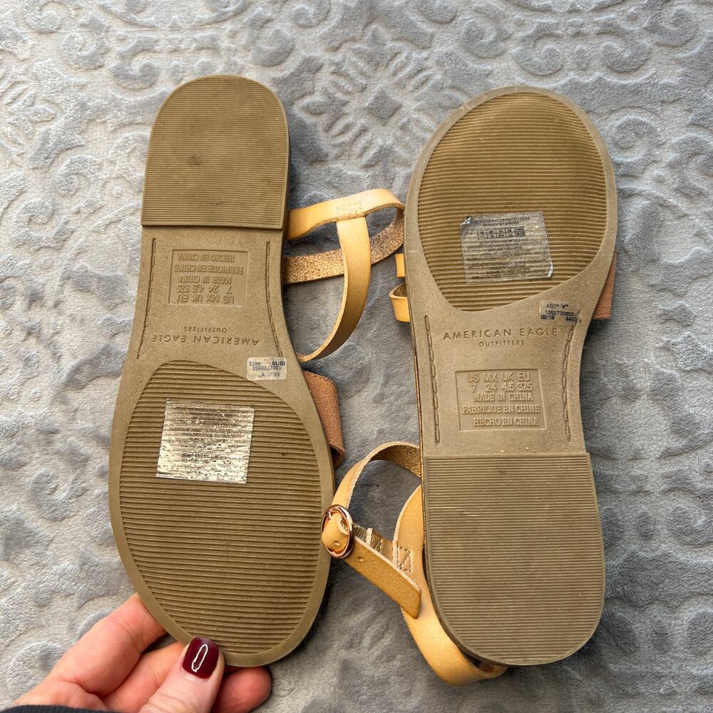 American Eagle Beige Brown Strappy Sandals 7 - Picture 6 of 7